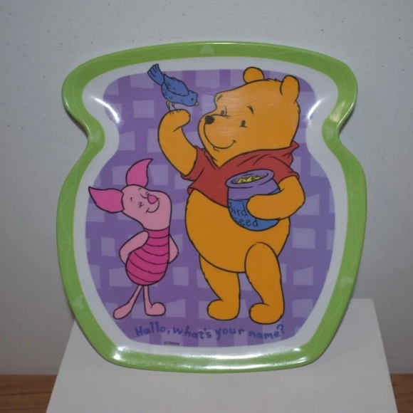 Winnie The Pooh  Zak child Plastic Plate Disney Hallo what's your name? Lot of 3 - Picture 4 of 7
